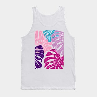 Abstract Colorful Monstera Leaves Tank Top